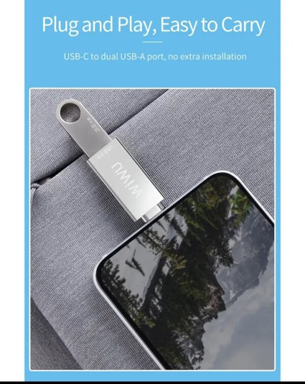 ⁦T02 محول ويوو من يو إس بي تايب C الى 2 يو اس بي متوافق مع اجهزة الماك والهواتف الذكية⁩ - الصورة ⁦7⁩