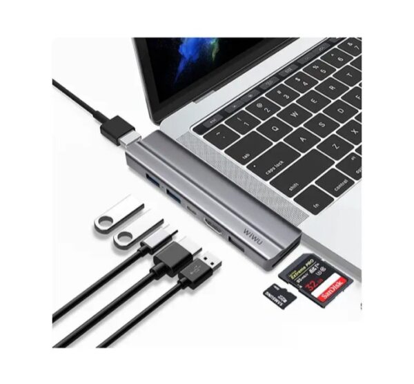 ⁦T9 موزع ويوو يو إس بي تايب C محول 8 في 1 متوافق مع اجهزة الماك بوك⁩ - الصورة ⁦4⁩