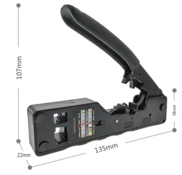 ⁦أداة تجعيد كابل مع قاطع أسلاك مدمج بها – RJ45 – CAT5 – CAT6 – CAT7 / موديلHT-7088 – لون اسود⁩ - الصورة ⁦4⁩