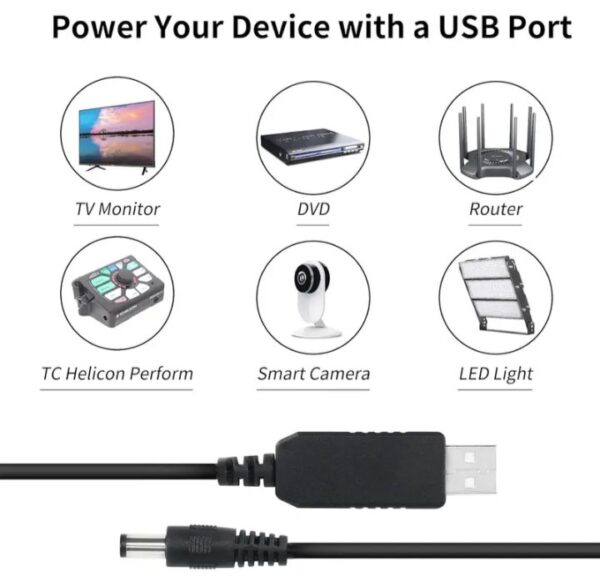 ⁦باور سبلاي USB من بوست لاين، تيار مستمر 5 فولت الى تيار مستمر 12 فولت، كابل خرج سلك طاقة 1 امبير 2 امبير عالي الجودة / للراوتر⁩ - الصورة ⁦4⁩
