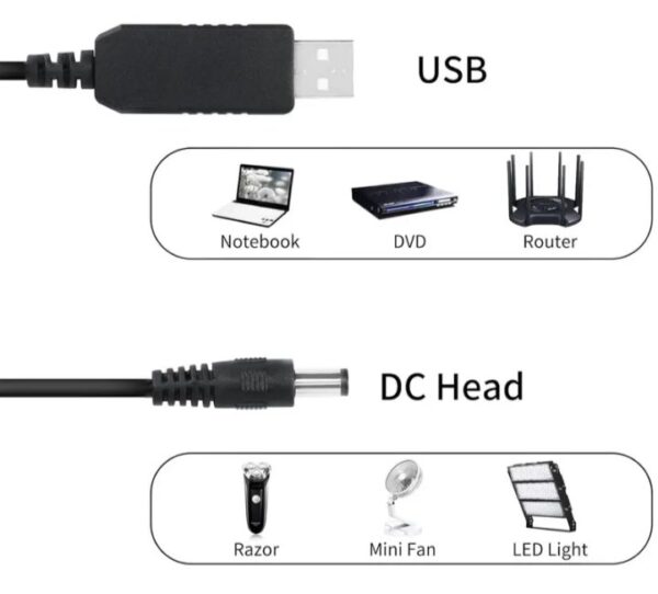 ⁦باور سبلاي USB من بوست لاين، تيار مستمر 5 فولت الى تيار مستمر 12 فولت، كابل خرج سلك طاقة 1 امبير 2 امبير عالي الجودة / للراوتر⁩ - الصورة ⁦7⁩