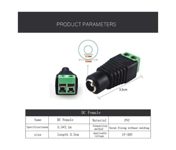 ⁦جاك طاقة تيار مستمر (5 ذكر + 5 أنثى) 12V 24V لكاميرا الأمن CCTV ، LED وغيرها⁩ - الصورة ⁦9⁩