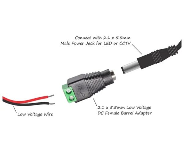 ⁦جاك طاقة تيار مستمر (5 ذكر + 5 أنثى) 12V 24V لكاميرا الأمن CCTV ، LED وغيرها⁩ - الصورة ⁦7⁩