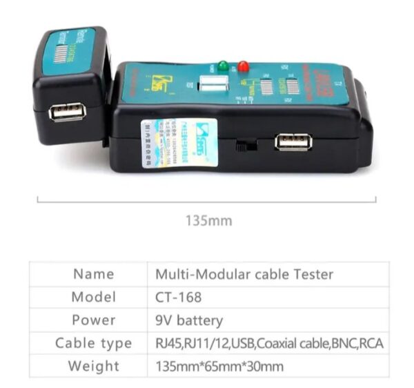 ⁦جهاز اختبار اطراف الكابلات للتاكد من سلامة التوصيلات – RX – TX – RJ11 – RJ45 – USB / موديل CT-168⁩ - الصورة ⁦6⁩