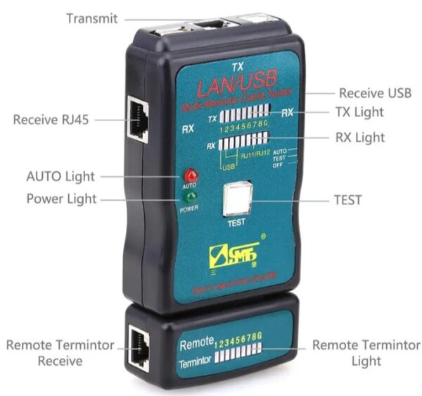 ⁦جهاز اختبار اطراف الكابلات للتاكد من سلامة التوصيلات – RX – TX – RJ11 – RJ45 – USB / موديل CT-168⁩ - الصورة ⁦8⁩