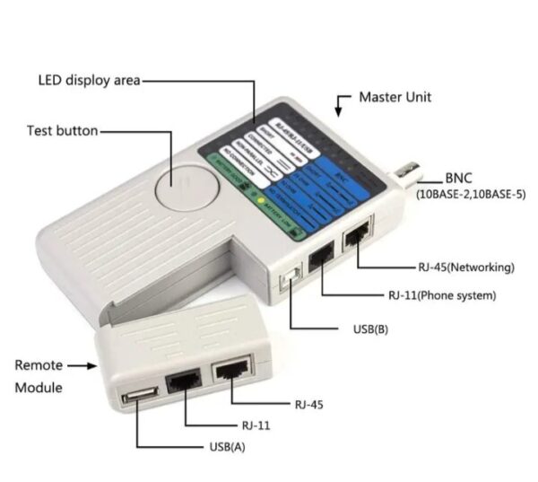 ⁦جهاز اختبار اطراف الكابلات للتاكد من سلامة التوصيلات RJ11 – RJ45 – USB – BNC / 4*1⁩ - الصورة ⁦4⁩